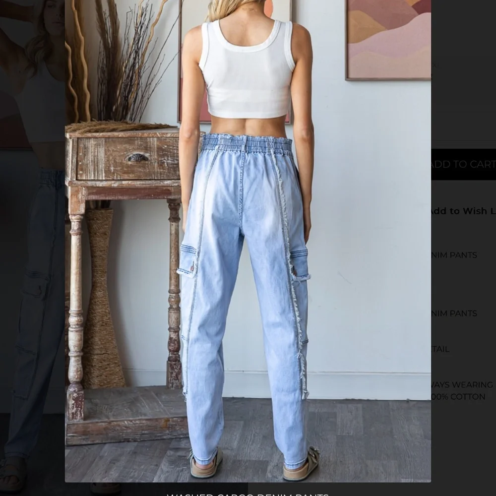 Oli & Hali Light Wash Denim Cargo Joggers - Picture 3 of 7